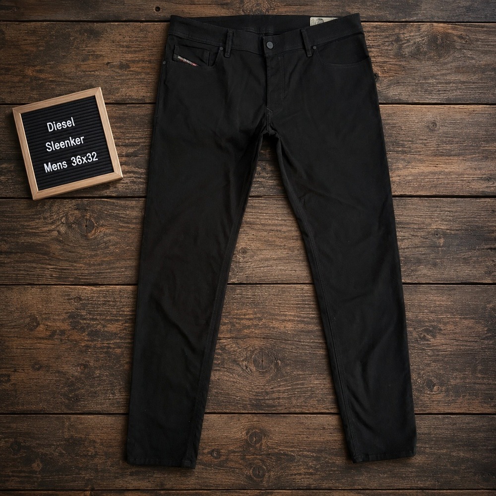 Diesel Sleenker Slim Skinny Jeans Mens 36x32 Black Made in Italy 069EI Stretch